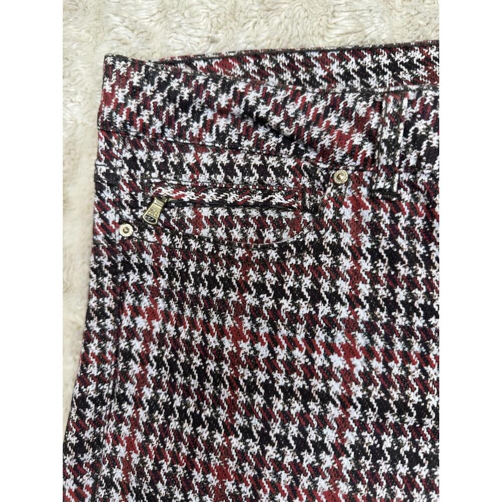Zara red/brown/cream houndstooth plaid skinny jeans/slim stretch pants Size 6 - Picture 7 of 8